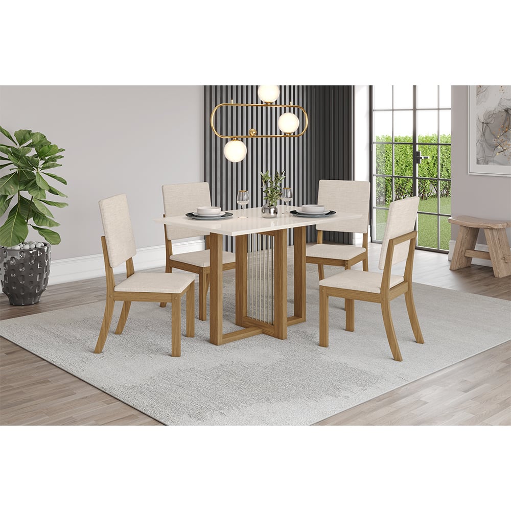 JUEGO DE COMEDOR 4 SILLAS HOME MOBILI ACAI BEIGE - 7