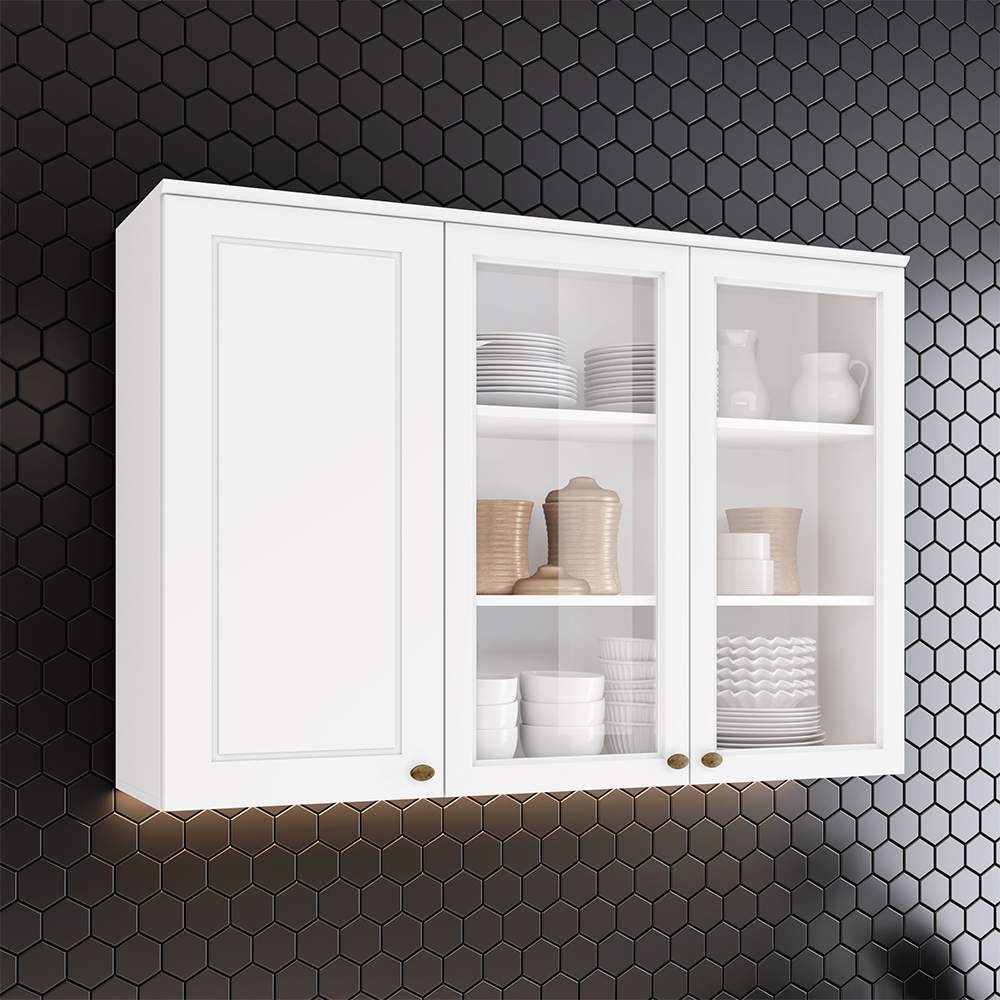 MODULO ALTO 2 PUERTAS VIDRIO 1 PUERTA AMERICANA BLANCO - 4