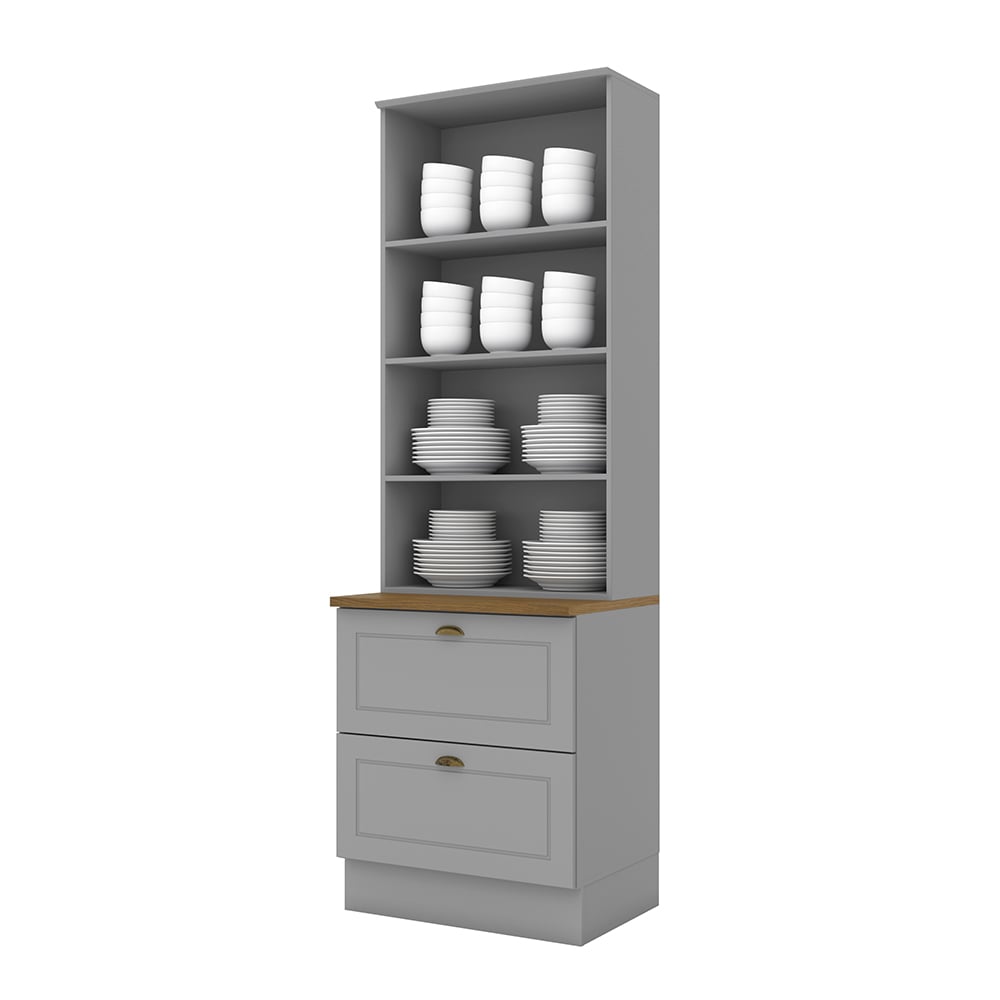 MUEBLE HOME MOBILI NATURE MDP 2 PUERTAS 2 CAJONES GRIS CRISTALERA VIDRIO - 2