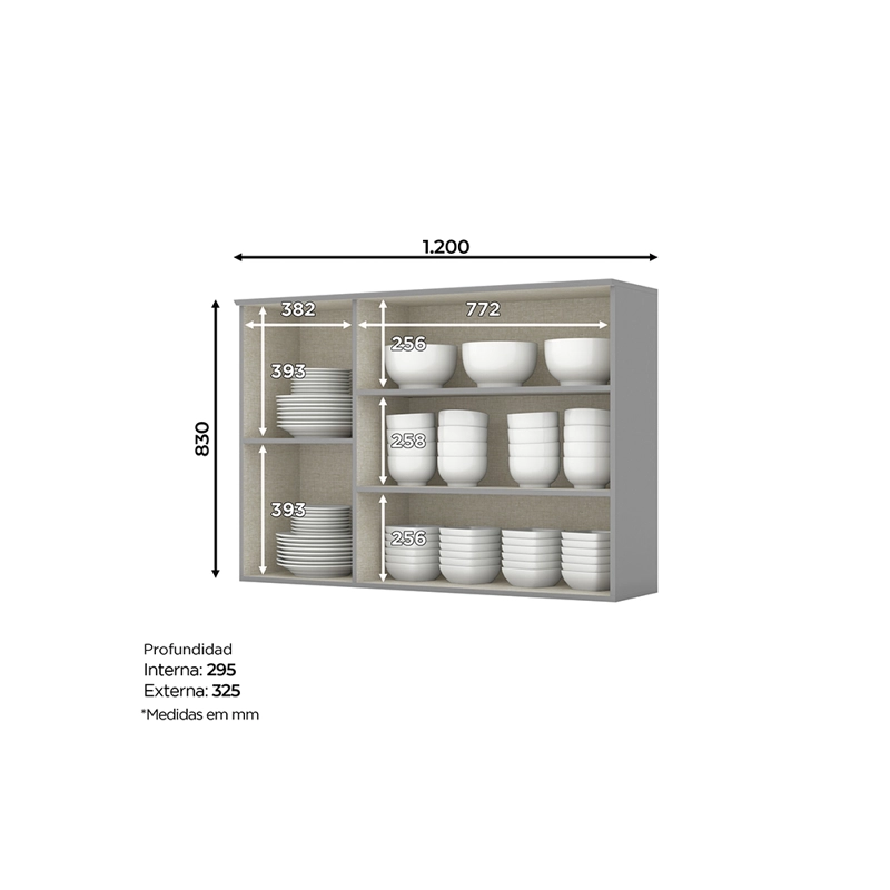MÓDULO HOME MOBILI AMERICANO ALTO 3 PUERTAS GRIS MDP - 3
