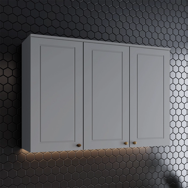 MÓDULO HOME MOBILI AMERICANO ALTO 3 PUERTAS GRIS MDP - 4