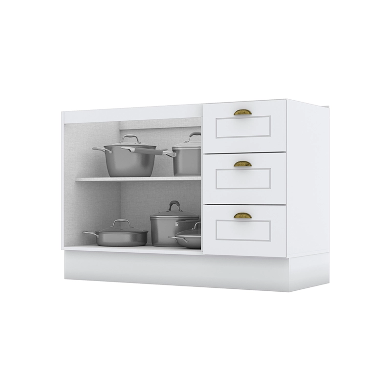 MODULO BAJO 2 PUERTAS 3 CAJONES  NATURE BLANCO - 3