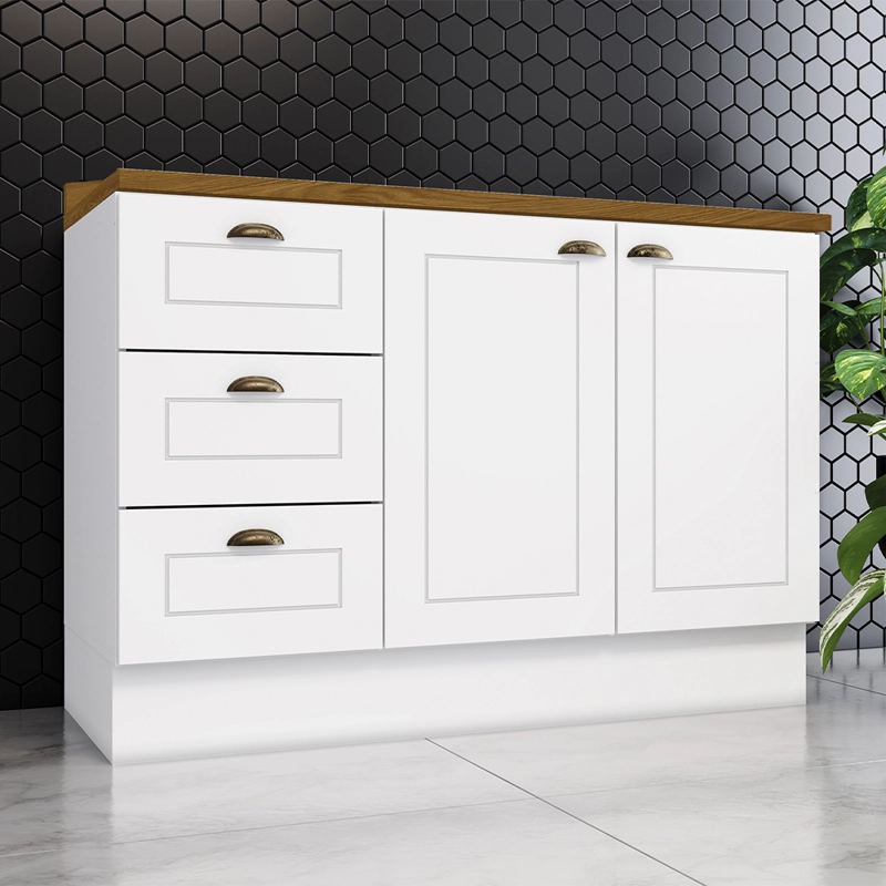 MODULO BAJO 2 PUERTAS 3 CAJONES  NATURE BLANCO - 5