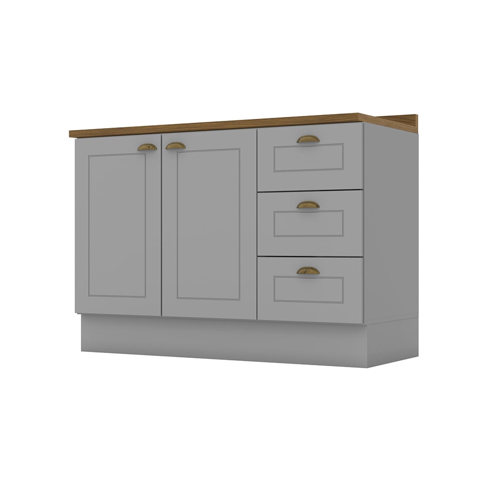 MUEBLE HOME MOBILI NATURE MDP 2 PUERTAS 3 CAJONES GRIS MÓDULO BAJO - 1