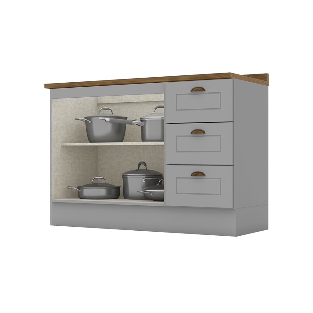 MUEBLE HOME MOBILI NATURE MDP 2 PUERTAS 3 CAJONES GRIS MÓDULO BAJO - 2