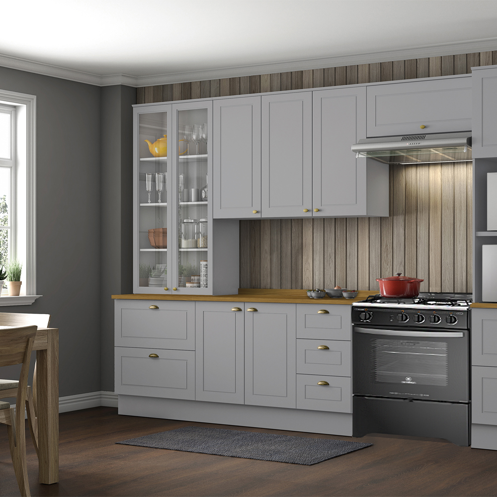MUEBLE HOME MOBILI NATURE MDP 2 PUERTAS 3 CAJONES GRIS MÓDULO BAJO - 5