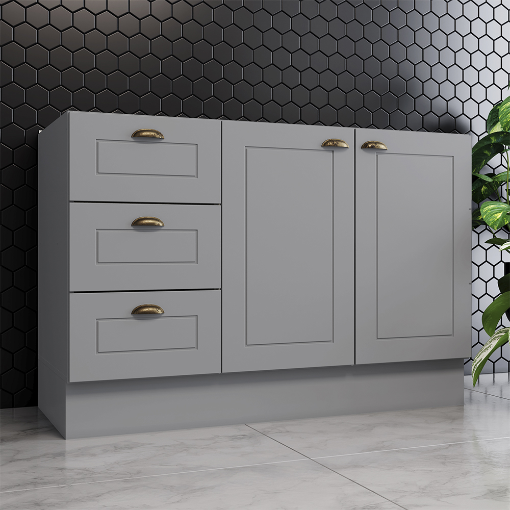 MUEBLE HOME MOBILI NATURE MDP 2 PUERTAS 3 CAJONES GRIS MÓDULO BAJO - 6