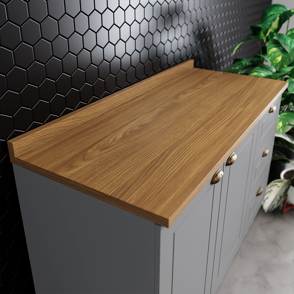 MUEBLE HOME MOBILI NATURE MDP 2 PUERTAS 3 CAJONES GRIS MÓDULO BAJO - 7