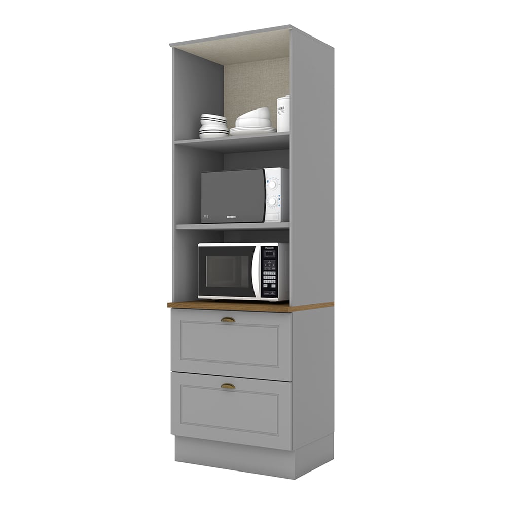 MÓDULO HOME MOBILI NATURE 2 HORNOS 2 PUERTAS 2 CAJONES GRIS MDP - 2