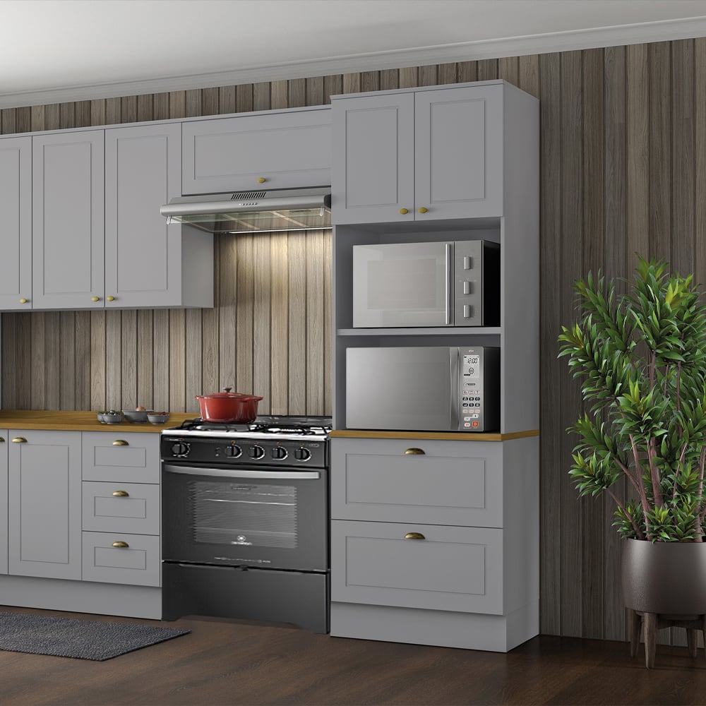 MÓDULO HOME MOBILI NATURE 2 HORNOS 2 PUERTAS 2 CAJONES GRIS MDP - 4