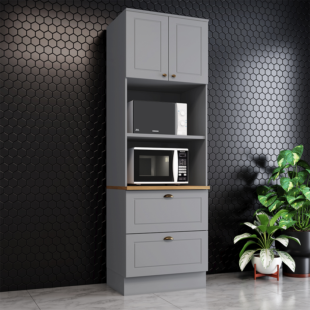 MÓDULO HOME MOBILI NATURE 2 HORNOS 2 PUERTAS 2 CAJONES GRIS MDP - 5