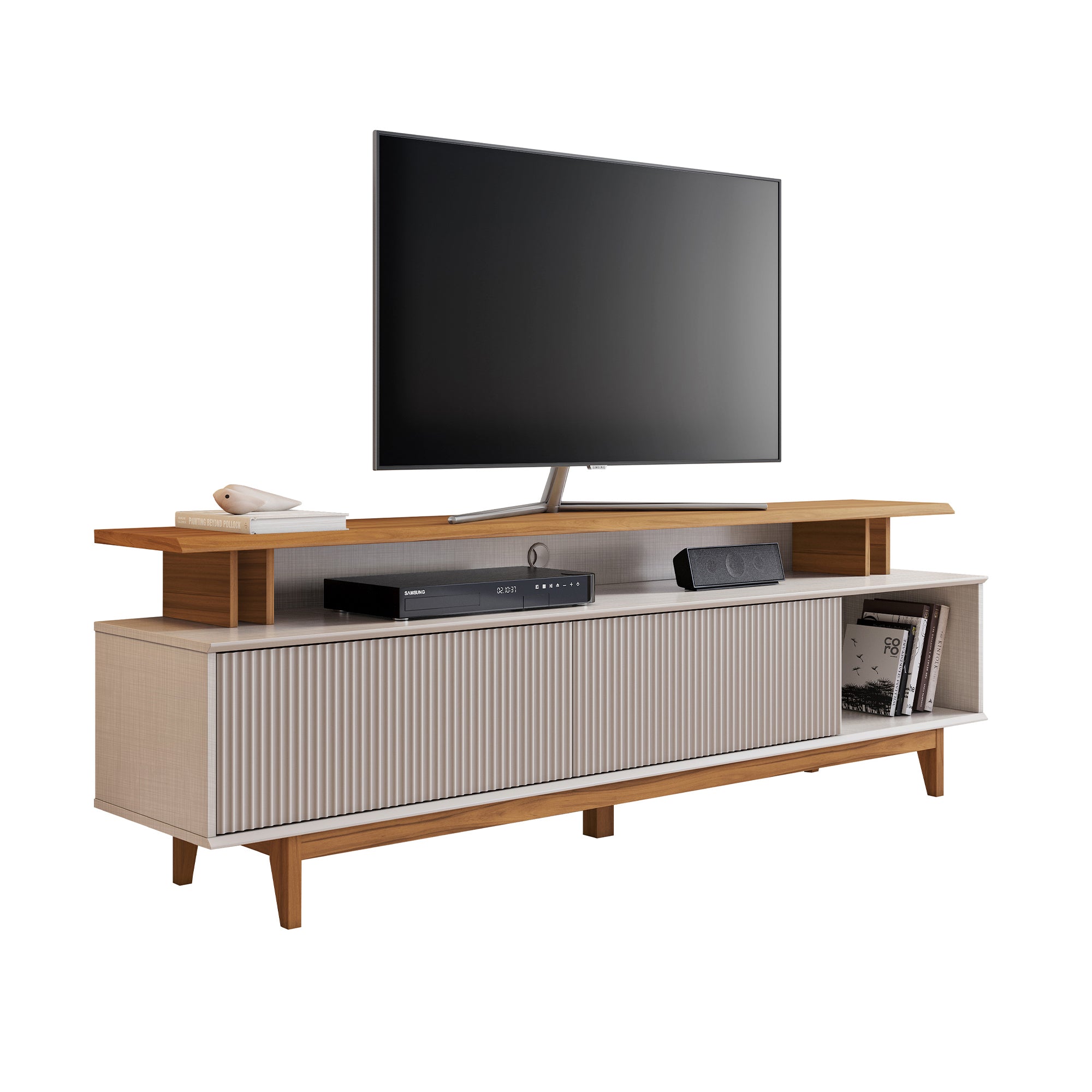 RACK TV70' HOME MOBILI RODAS NT 1385 BLANCO OW/NATURAL - 1
