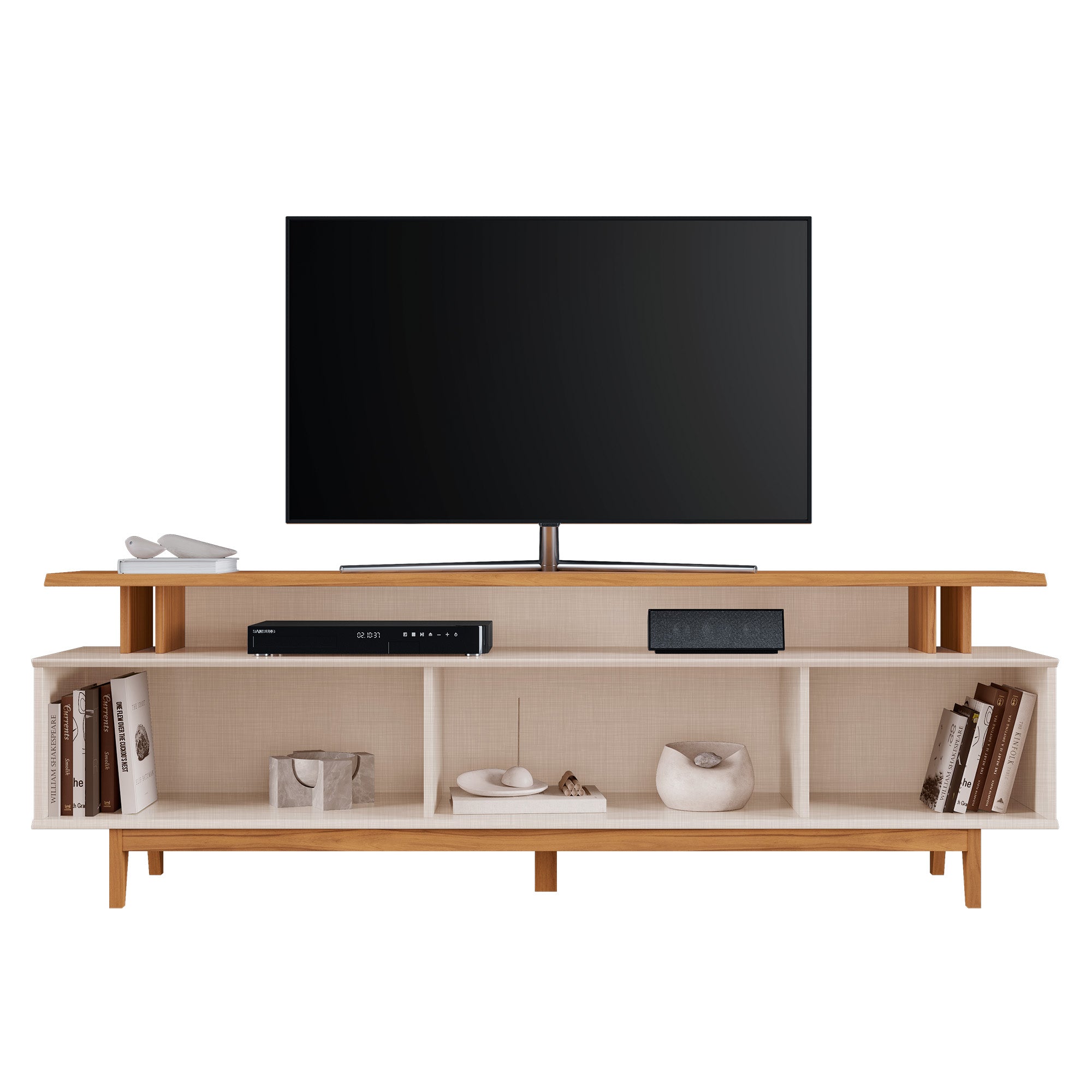 RACK TV70' HOME MOBILI RODAS NT 1385 BLANCO OW/NATURAL - 3