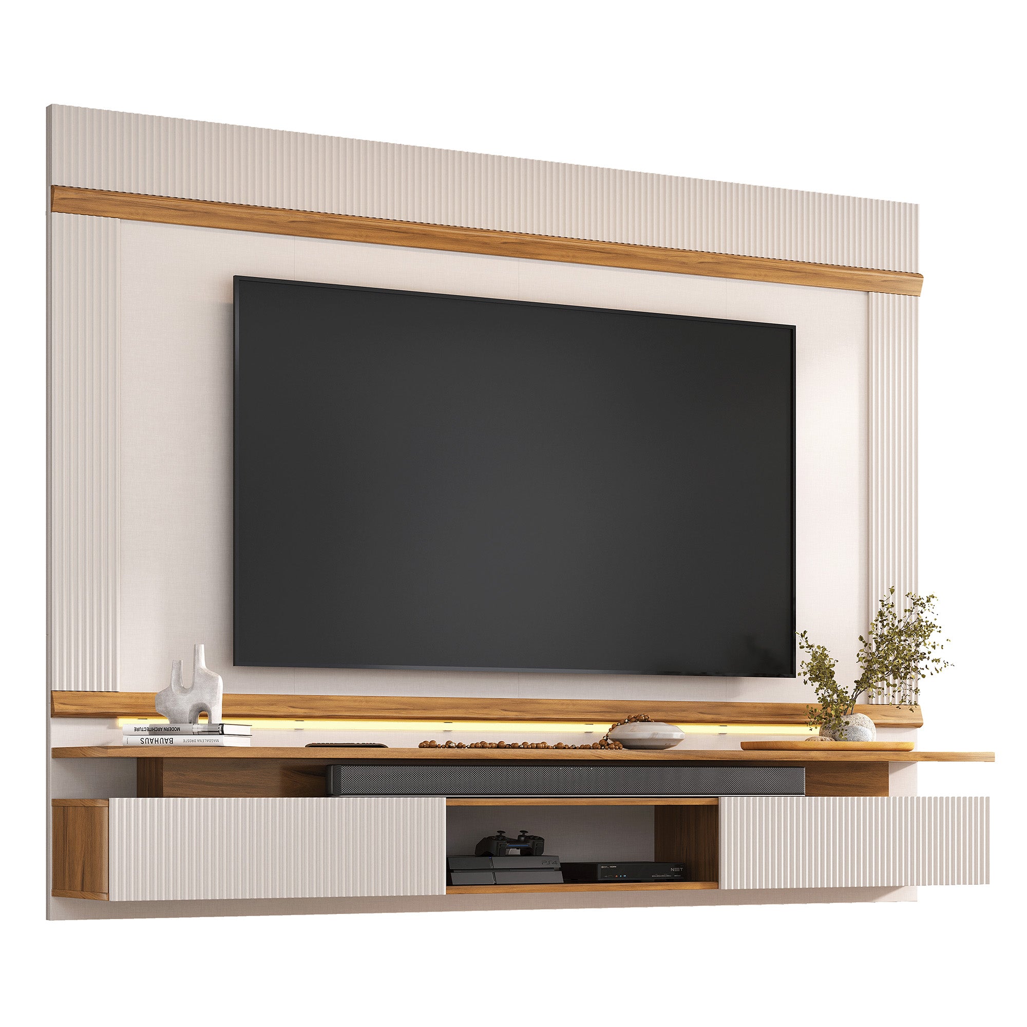 PANEL TV75' HOME MOBILI NT1370 BLANCO HERMES OW/NOGAL - 1