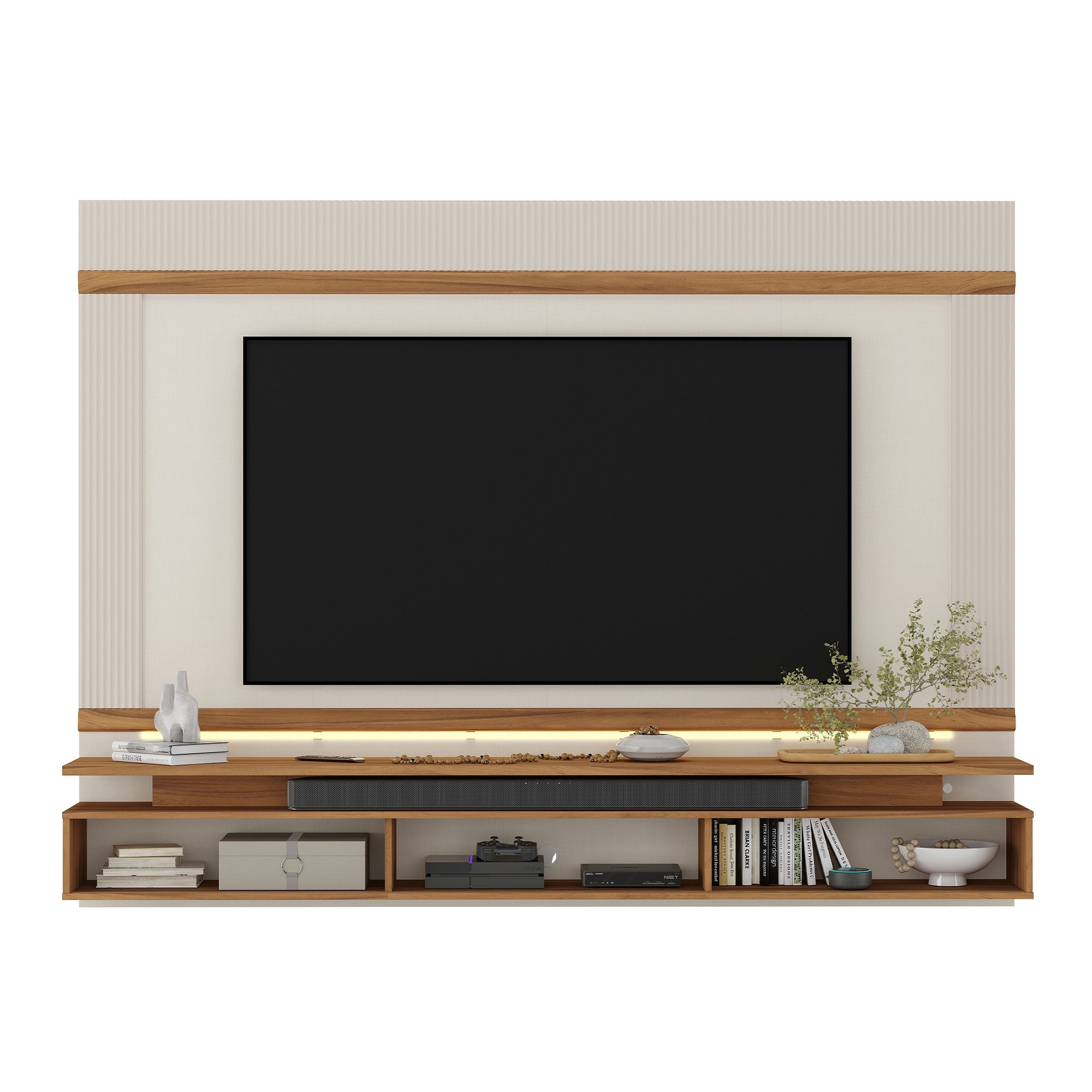 PANEL TV75' HOME MOBILI NT1370 BLANCO HERMES OW/NOGAL - 3