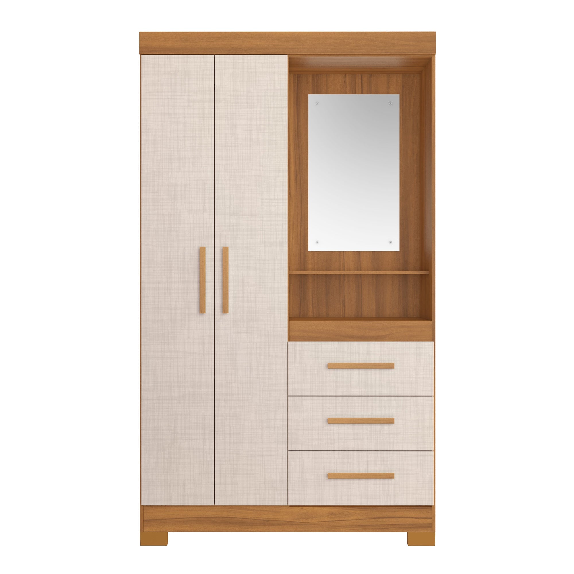 CLOSET HOME MOBILI 2 PUERTAS 3 CAJONES NT 6020 OSLO BLANCO OW/NOGAL - 1