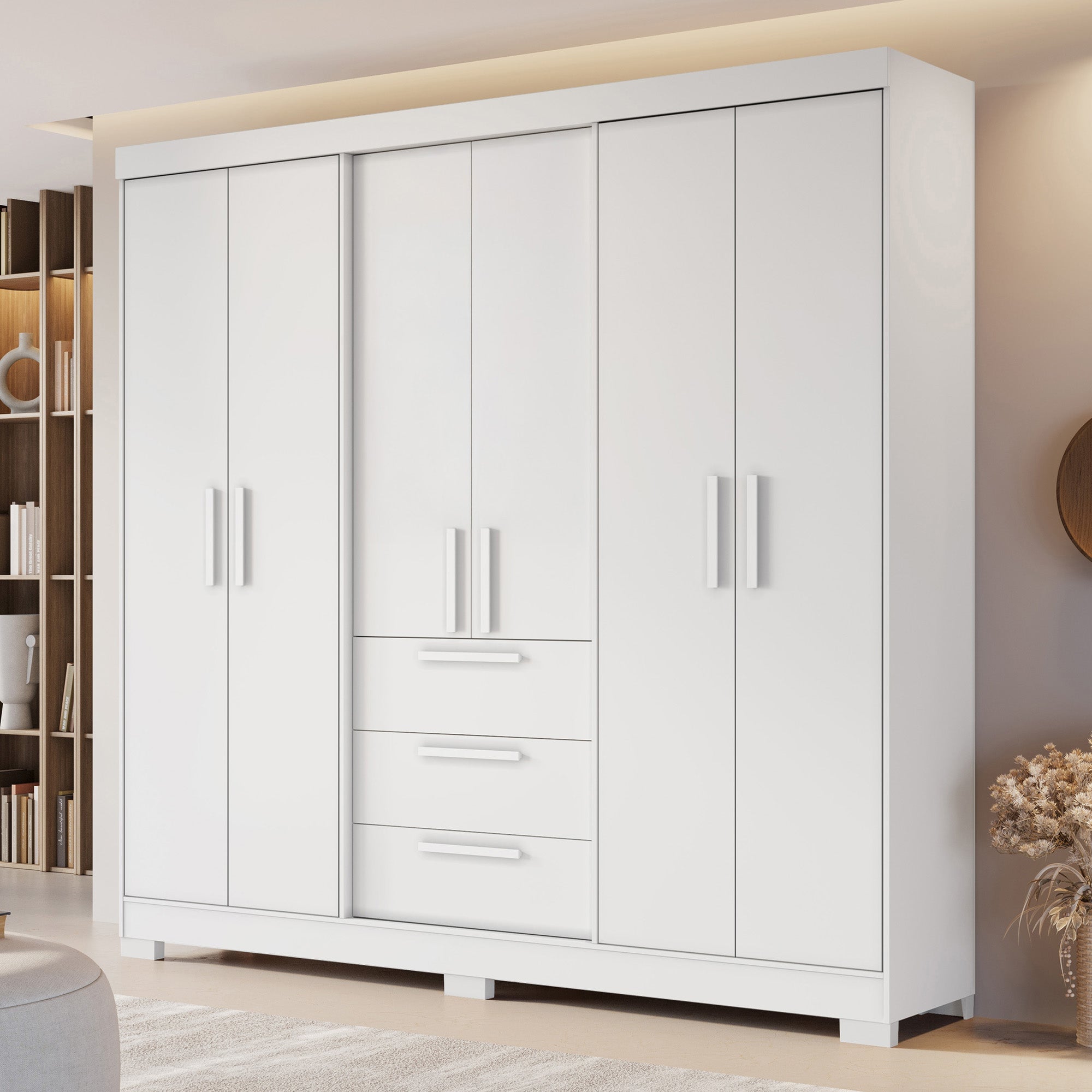 CLOSET HOME MOBILI 6 PUERTAS 3 CAJONES NT 6030 BASTI BLANCO - 2