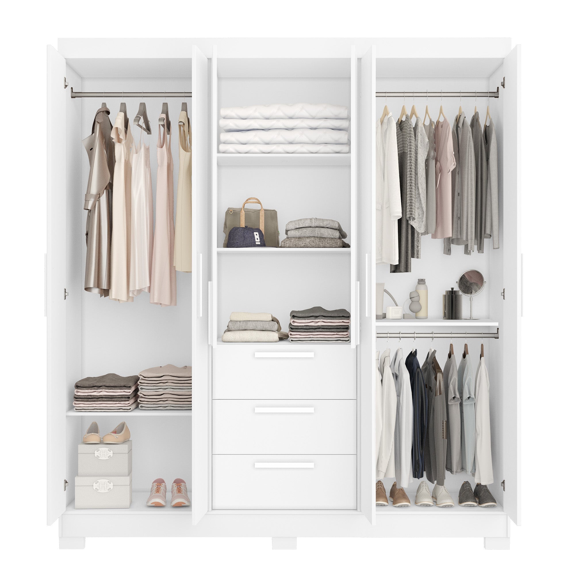 CLOSET HOME MOBILI 6 PUERTAS 3 CAJONES NT 6030 BASTI BLANCO - 3