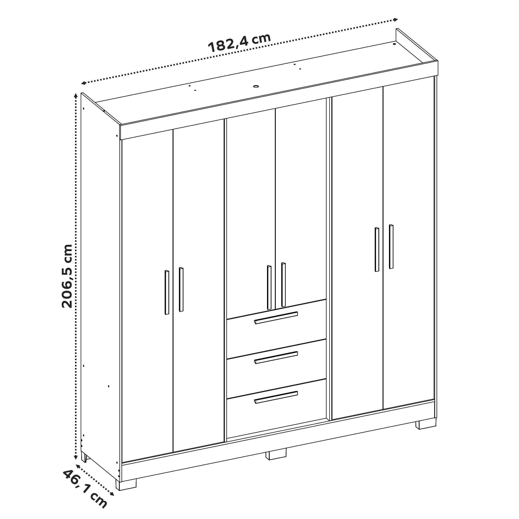 CLOSET HOME MOBILI 6 PUERTAS 3 CAJONES NT 6030 BASTI BLANCO - 5
