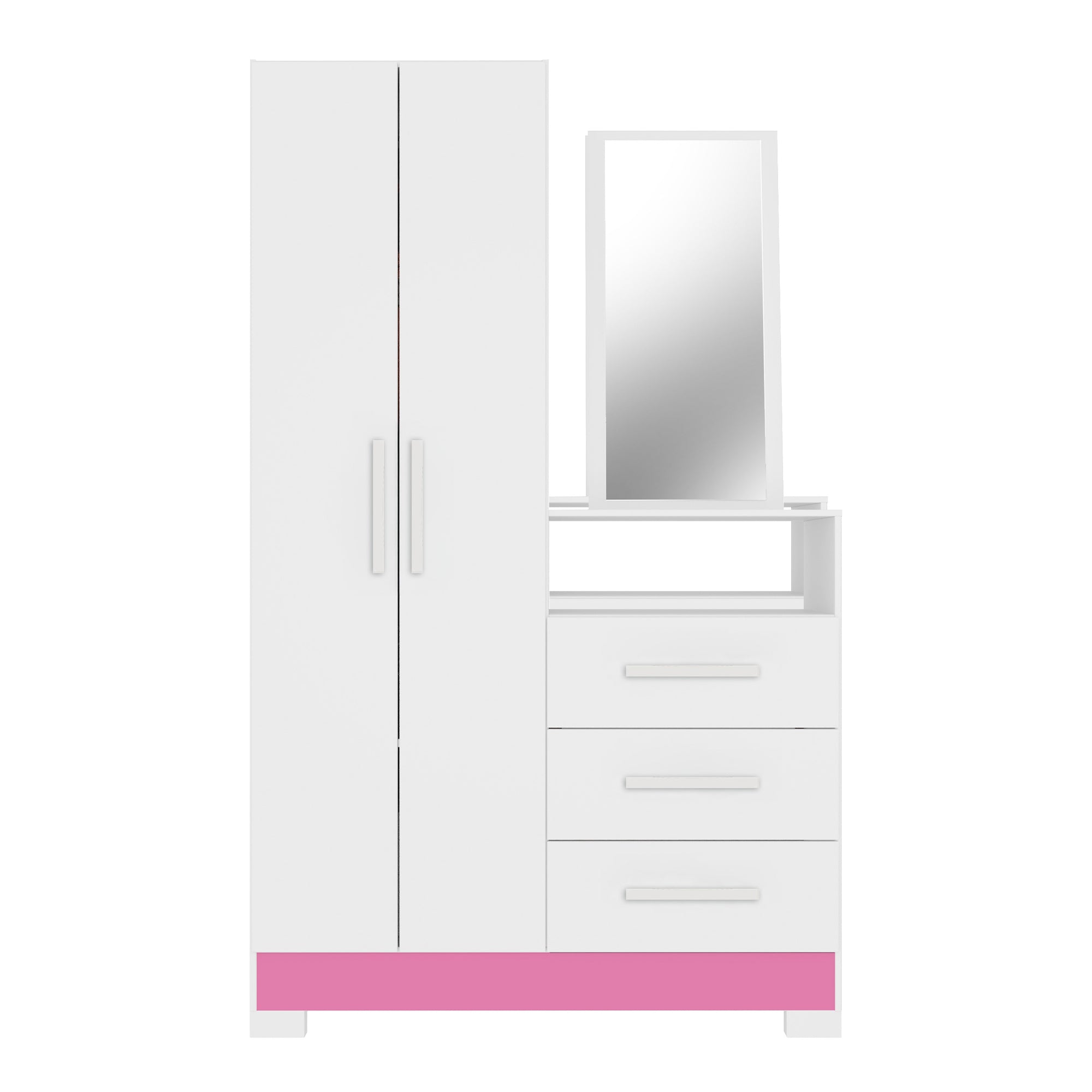 CLOSET TOCADOR HOME MOBILI NT 5165 2 PUERTAS 3 CAJONES RITA BLANCO/ROSA - 3