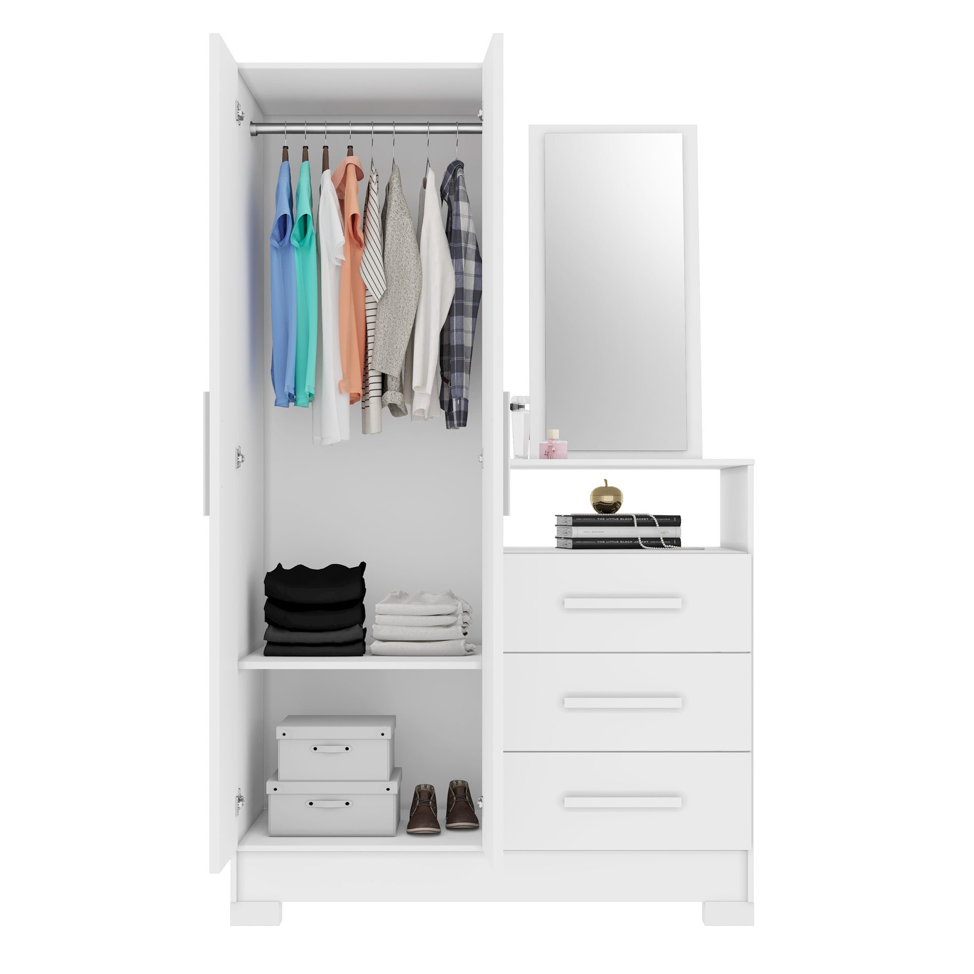 CLOSET TOCADOR HOME MOBILI NT 5165 2 PUERTAS 3 CAJONES RITA BLANCO/ROSA - 4
