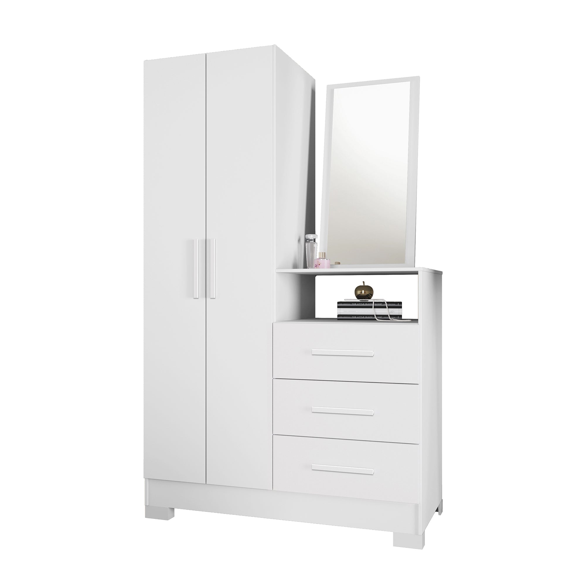 CLOSET TOCADOR HOME MOBILI NT 5165 2 PUERTAS 3 CAJONES RITA BLANCO/ROSA - 6