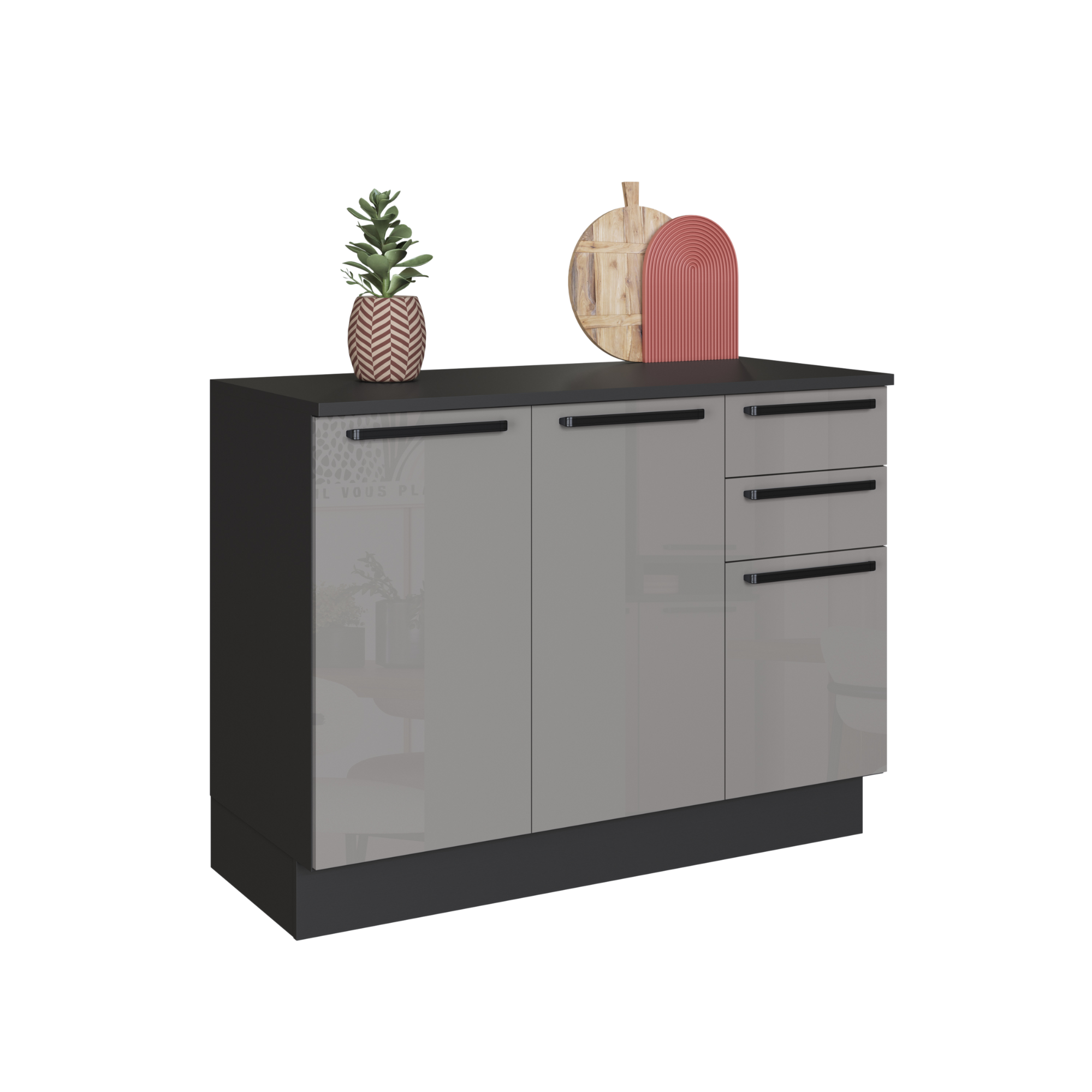 MUEBLE COCINA HOME MOBILI BASE 2 PUERTAS 3CAJONES DELTA GRIS - 1