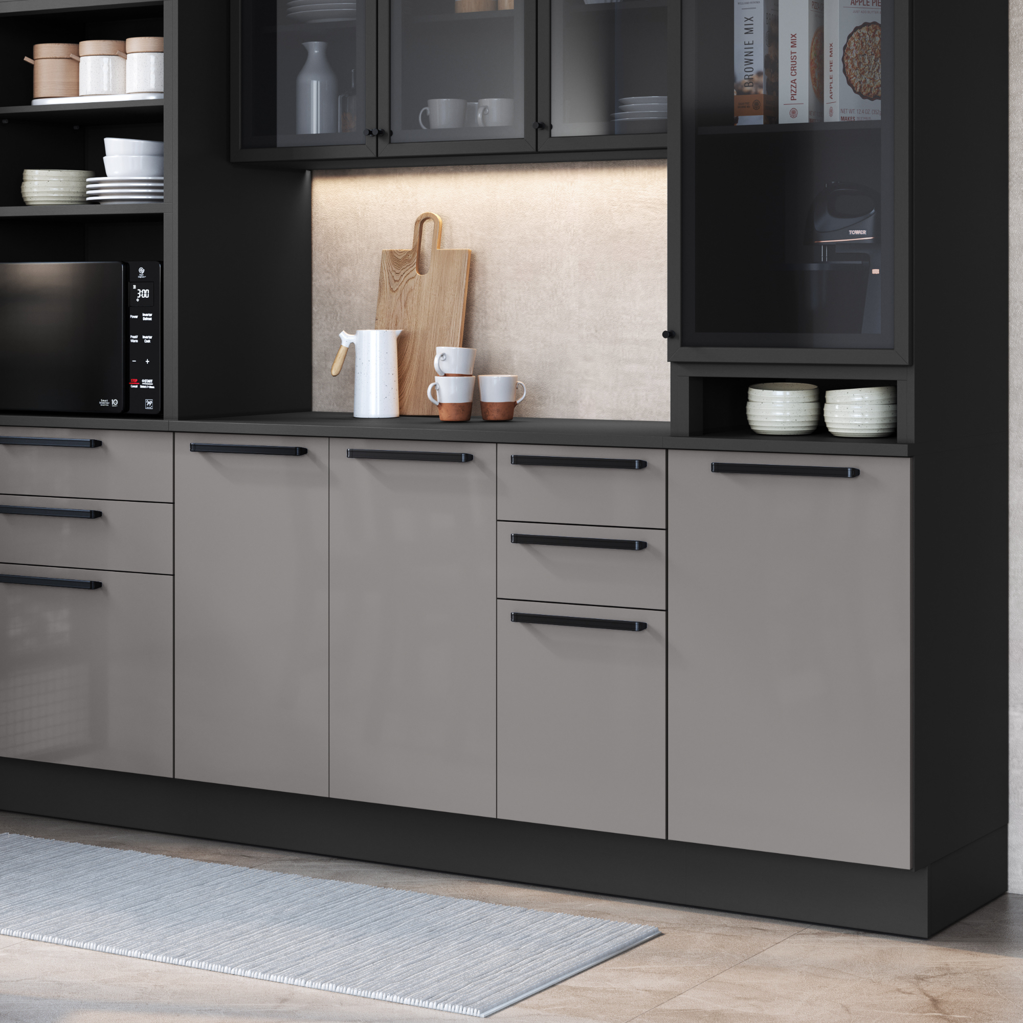 MUEBLE COCINA HOME MOBILI BASE 2 PUERTAS 3CAJONES DELTA GRIS - 2