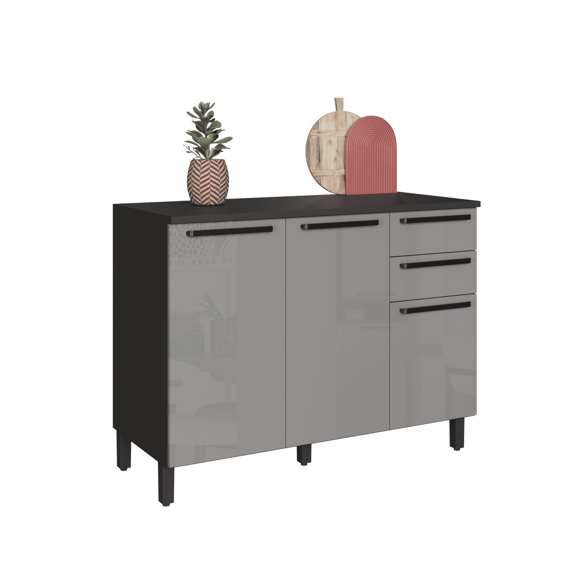 MUEBLE COCINA HOME MOBILI BASE 2 PUERTAS 3CAJONES DELTA GRIS - 3