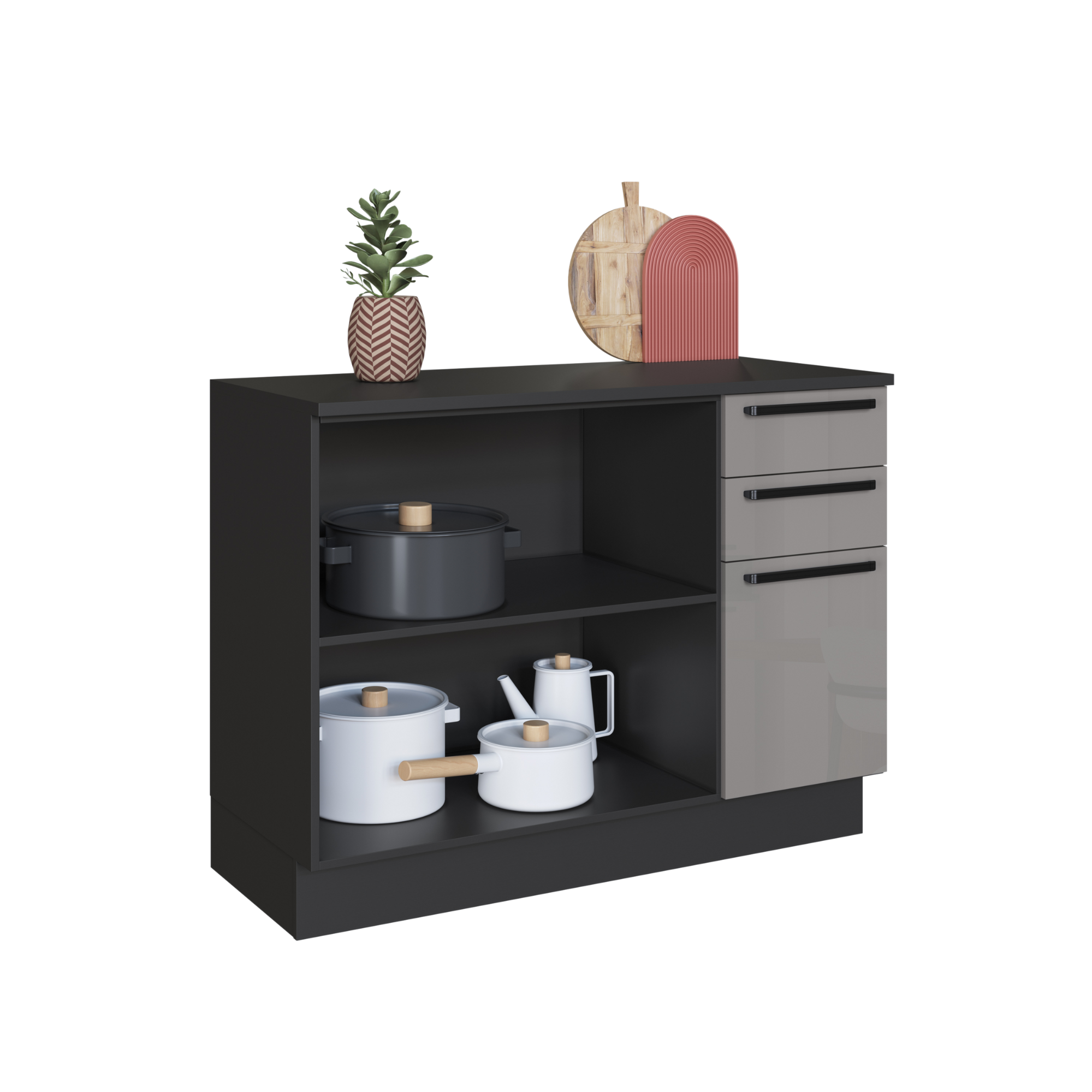MUEBLE COCINA HOME MOBILI BASE 2 PUERTAS 3CAJONES DELTA GRIS - 5