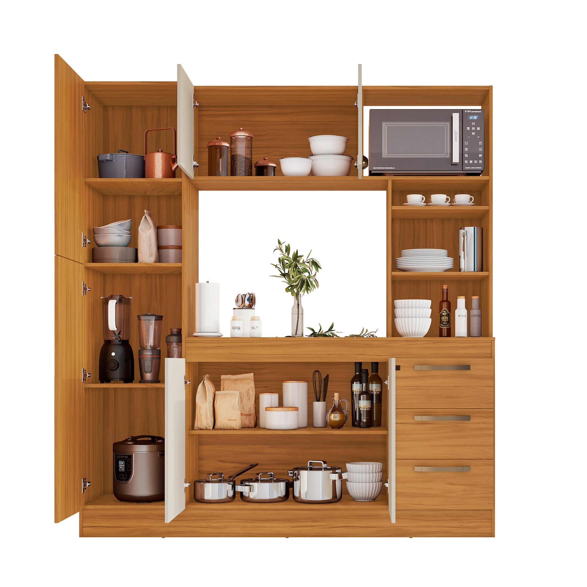 MUEBLE COCINA HOME MOBILI KIT 6 PUERTAS 3 CAJON NT 3125 IRIS BLANCO OW/NOGAL - 3
