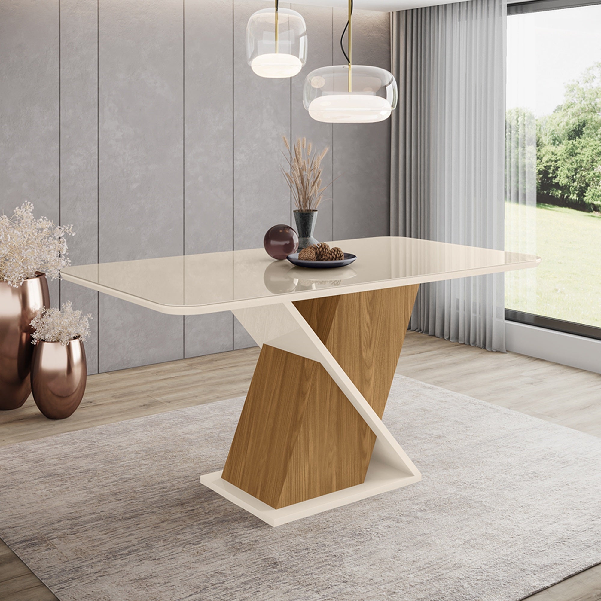 MESA COMEDOR HOME MOBILI 1,60CMS SOLUS CUB. VIDRIO - 2