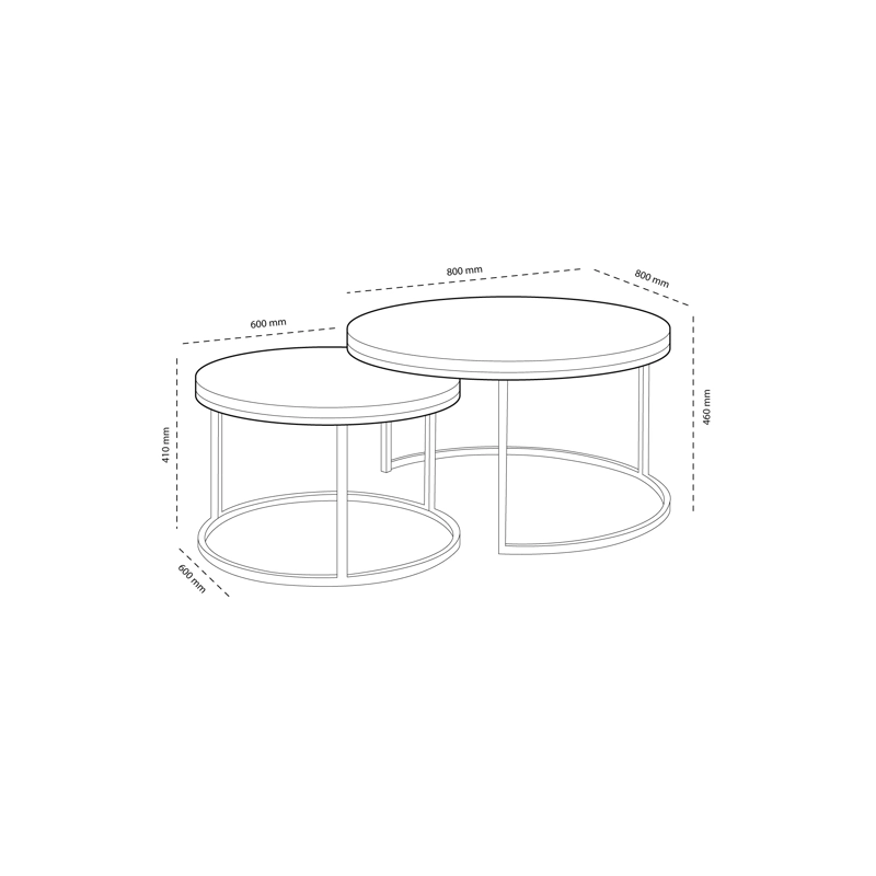 SET MESA CENTRO HOME MOBILI CT 708 NIDO BLACK - 6