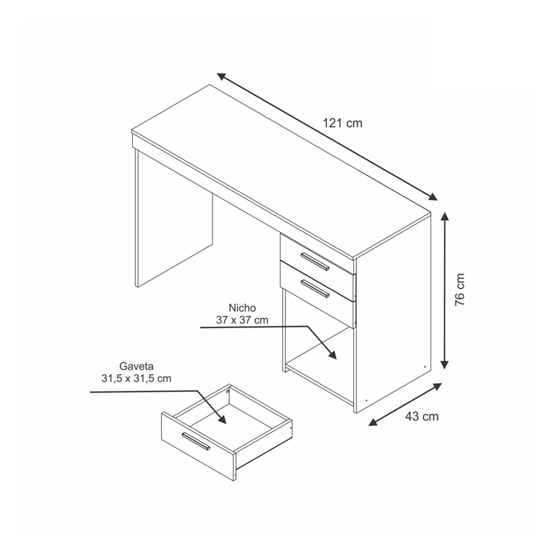ESCRITORIO HOME MOBILI NT51015 NIZA FREIJO / TREND - 6
