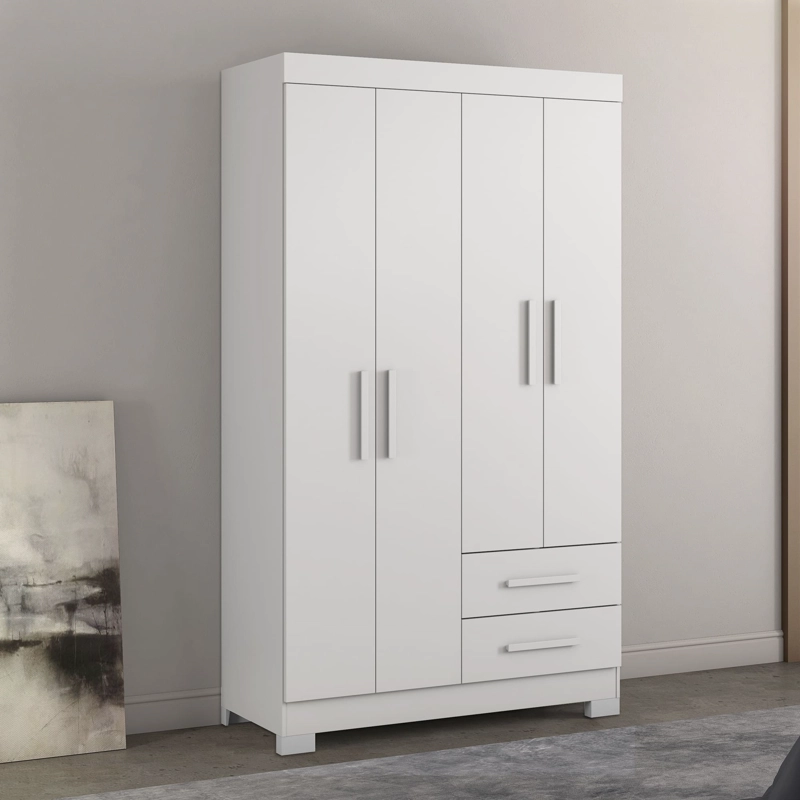 CLOSET 4 PUERTAS 2 CAJONES BALLINA BLANCO/ROSADO - 3