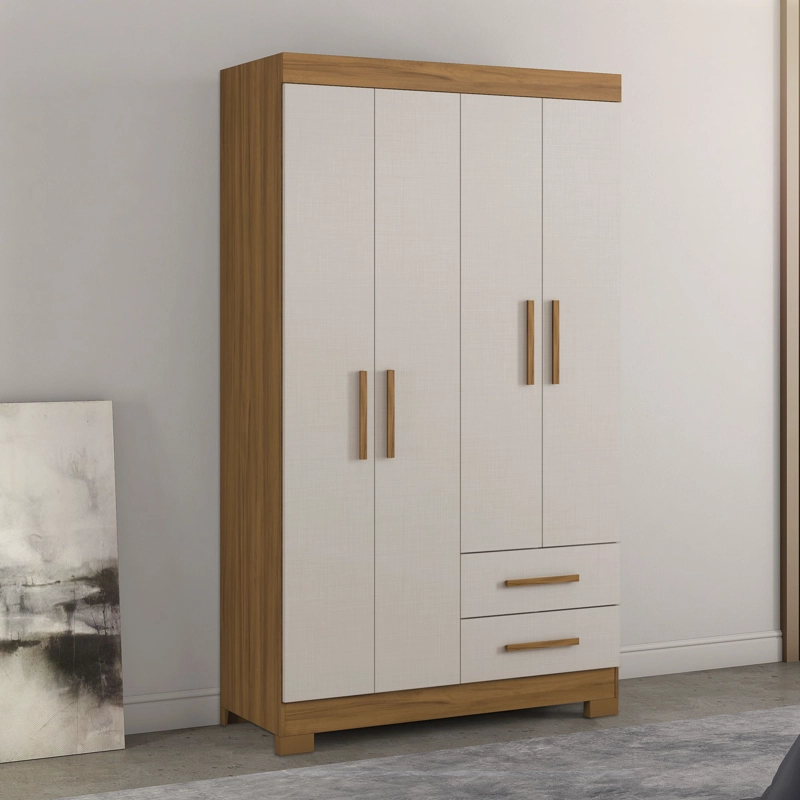 CLOSET 4 PUERTAS 2 CAJONES BALLINA CAFE / OFF WHITE - 1
