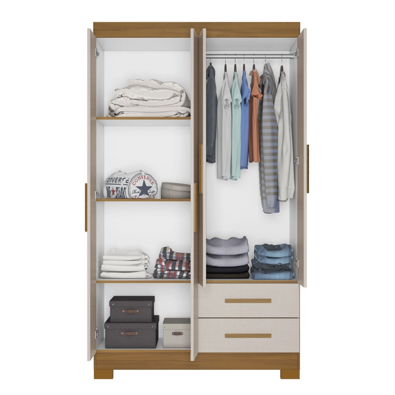CLOSET 4 PUERTAS 2 CAJONES BALLINA CAFE / OFF WHITE - 2