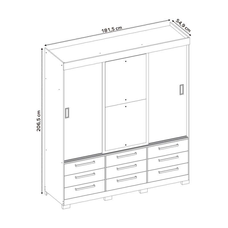 CLOSET 3 PUERTAS 9 CAJONES LONDRES CAFE / OFF WHITE - 4