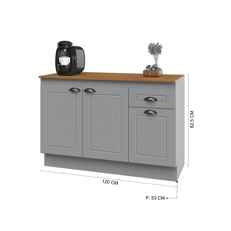 MUEBLE BASE AMERICANA NEO 3P 1C GRIS - 3