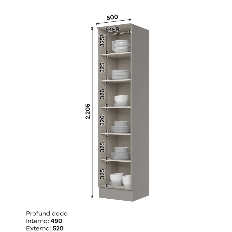 DESPENSA 1 PUERTA 50CM GRIS - 3