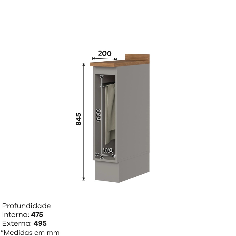 MUEBLE BAJO TOALLERO 20CM GRIS/ NATURE - 3