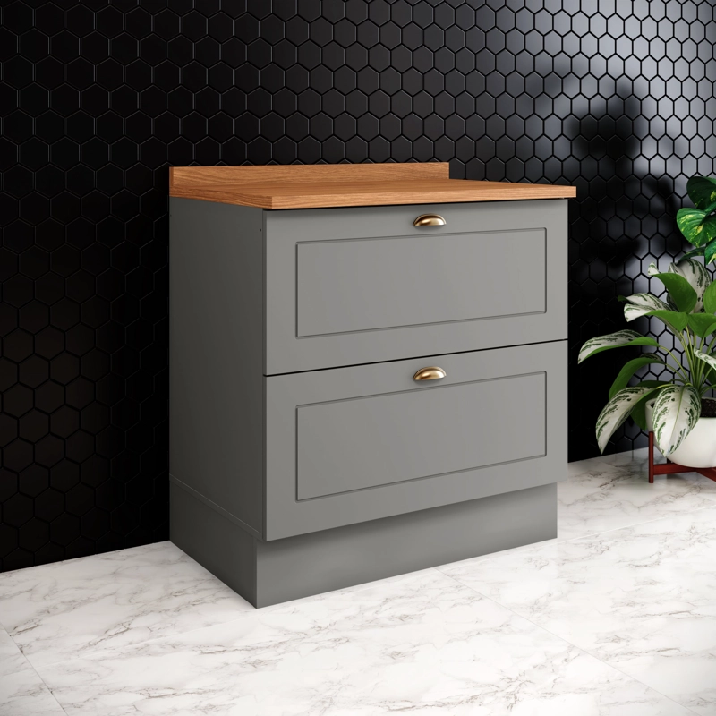 MUEBLE BAJO 2 CAJONES 80 CM GRIS /NATURE - 1