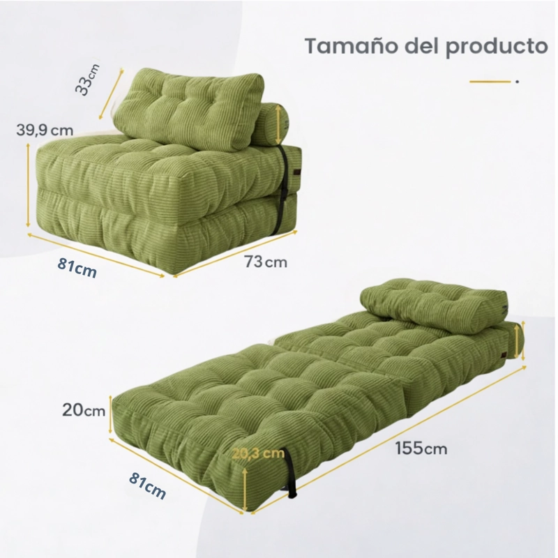 SILLA SOFA CAMA 155X81CM PUFF PLEGABLE ACOLCHADA HOGAR - 2