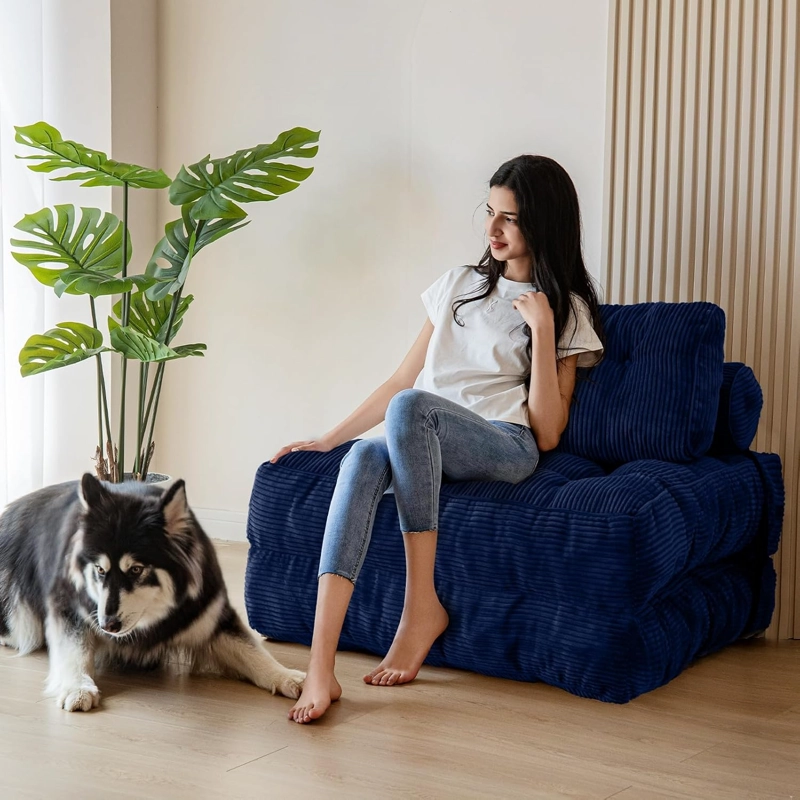 SILLA SOFA CAMA 155X81CM PUFF PLEGABLE ACOLCHADA HOGAR - 3