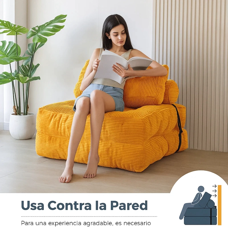 SILLA SOFA CAMA 155X81CM PUFF PLEGABLE ACOLCHADA HOGAR - 4