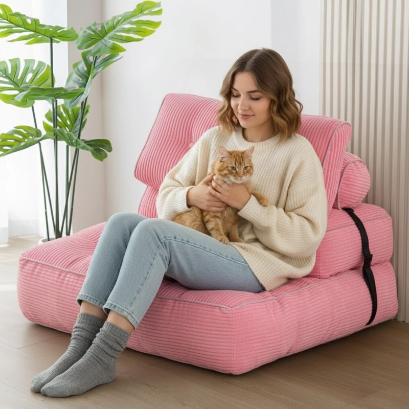 SILLA SOFA CAMA 155X81CM PUFF PLEGABLE ACOLCHADA HOGAR - 4