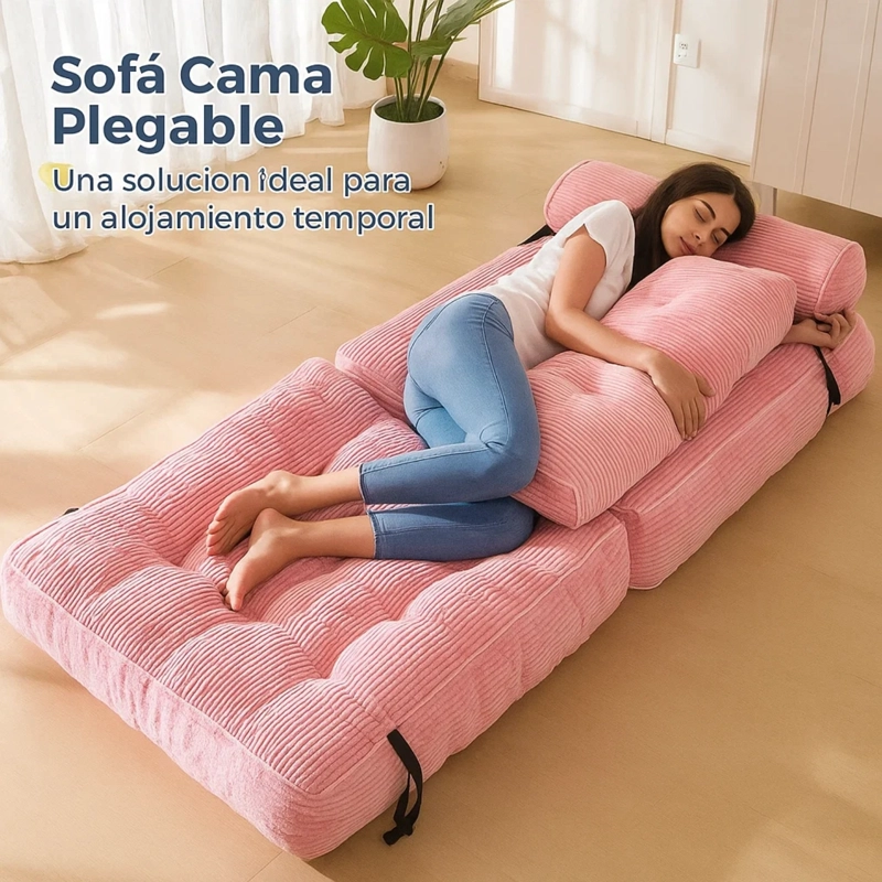 SILLA SOFA CAMA 155X81CM PUFF PLEGABLE ACOLCHADA HOGAR - 5