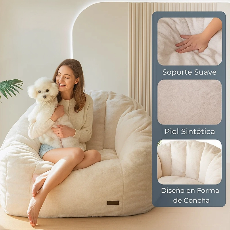 SOFA PUFF 84X119CM CON RESPALDO ESPUMA COMODO ACOLCHABLE - 3