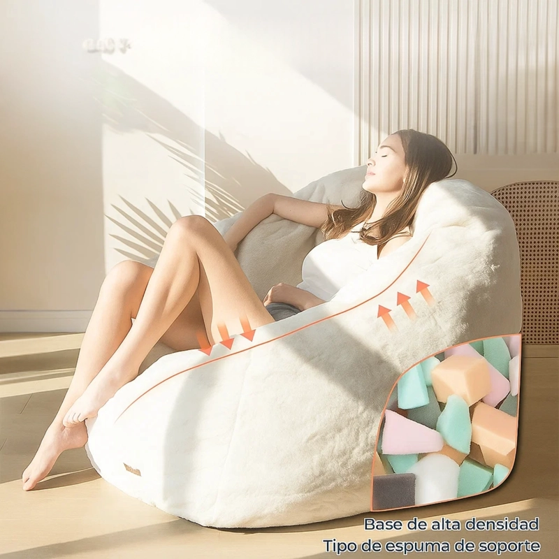 SOFA PUFF 84X119CM CON RESPALDO ESPUMA COMODO ACOLCHABLE - 5