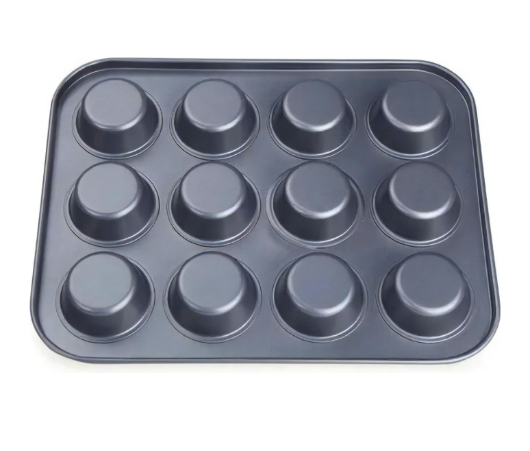 MOLDE 12 MUFFINS CUPCAKES PLACA TEFLÓN PETTISH ONLINE VC COLOR NEGRO - 3